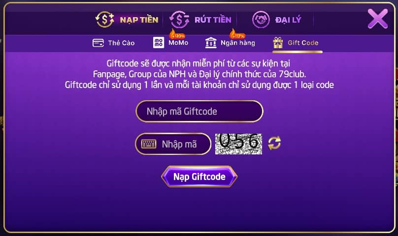 Nhận Gift code từ 79club