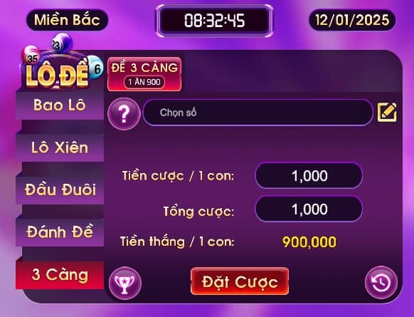 Đánh 3 càng thưởng lớn tại lô đề 79club