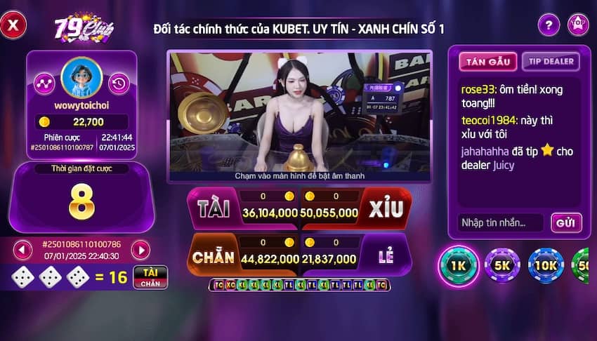 Ảnh giao diện tài xỉu livestream Kubet tại 79Club