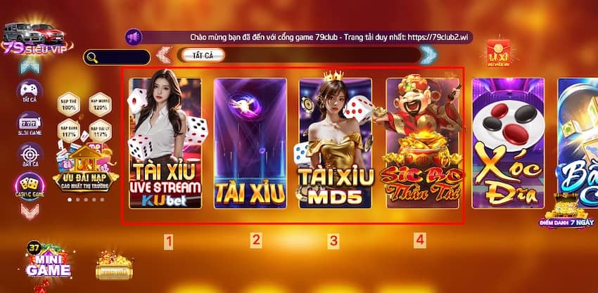 Các thể loại tài xỉu online tại 79Club